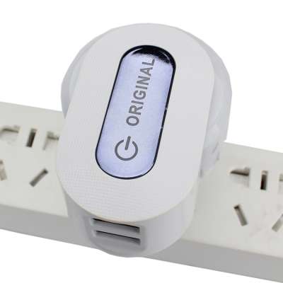 Double USB mobile charger fast charging 2.4A home wall charger with touch button 4 gear dimming colorful LED night light