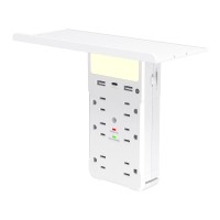 Universal Socket Shelf 6 Port Multi Plug Adapter USB Charger Night Light Electrical Outlet Wall Plate