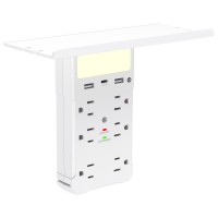 6 AC Outlet Plug Power Strip Fast Charger Night Light Electrical Adaptor Shelf Wall switch socket