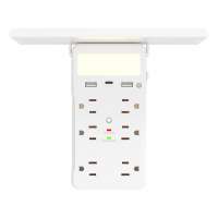 Extension Socket USB Plug Surge Protection 6 AC Wall Outlet Socket Shelf with Night Light